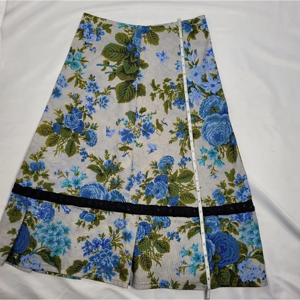 ABANDON SHIP skirt textured tapestry floral rose midi XS‎